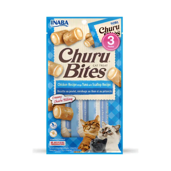 Snack Cremoso Para Gato Churu Bites Atún Con Vieira X3