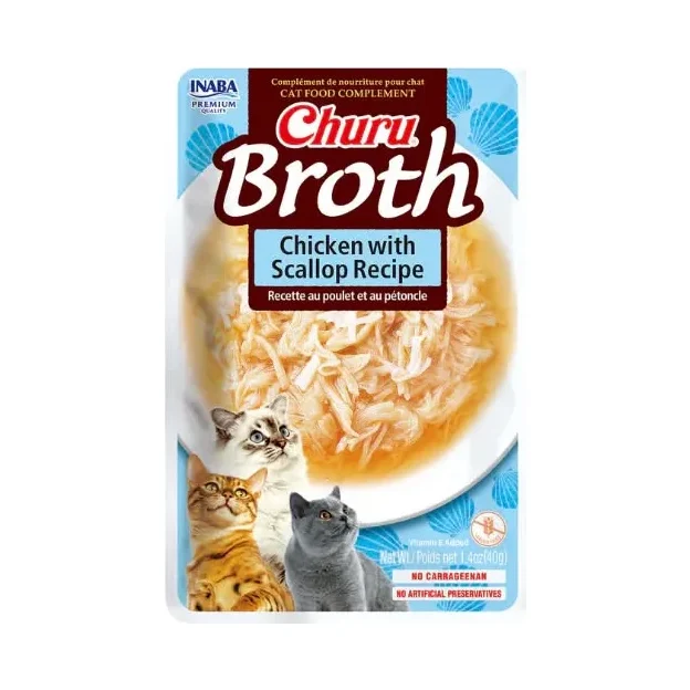 Churu Broth Para Gato Sabor Pollo Y Vieiras Gourmet 40gr