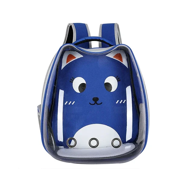 Mochila Capsula Espacial Transportadora Gato Perros Color Azul