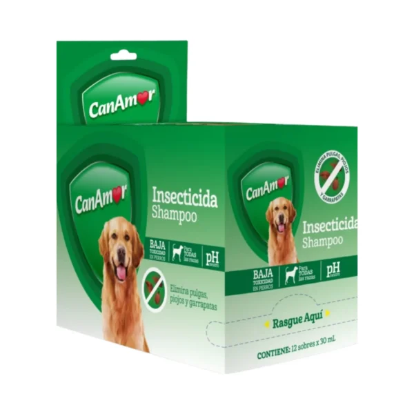 CanAmor Shampoo Insecticida para Perros x 12 Sobres de 30 ml Antipulgas y Garrapatas