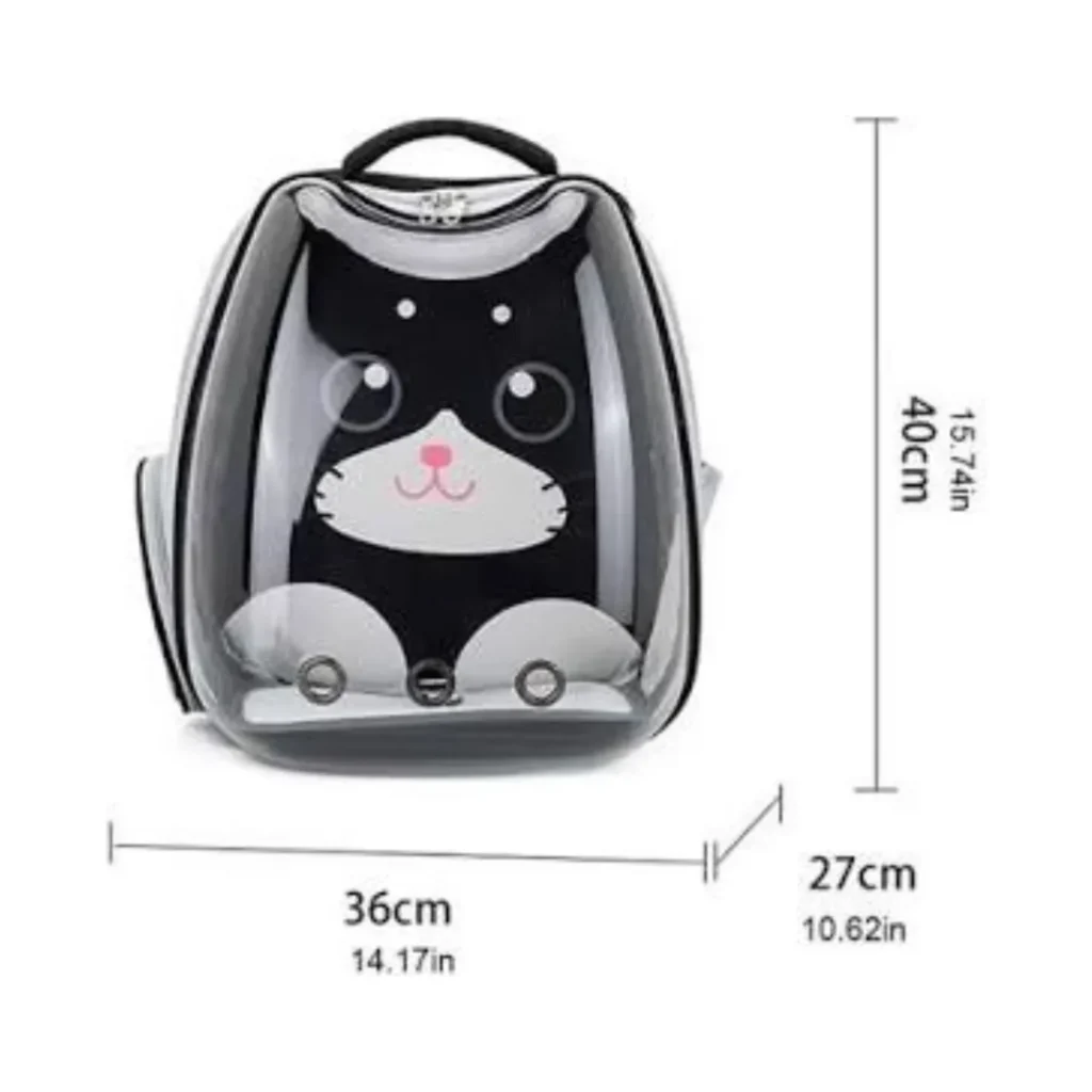 Mochila Capsula Espacial Transportadora Gato Perros Color Negro