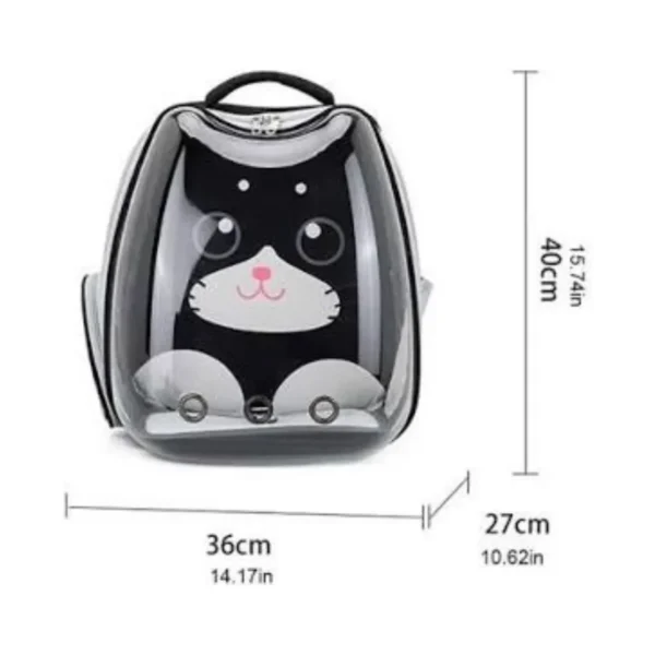 Mochila Capsula Espacial Transportadora Gato Perros Color Negro
