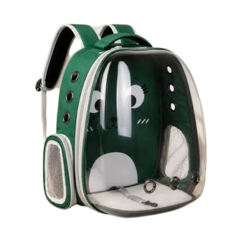 Mochila Capsula Espacial Transportadora Gato Perros Color Verde