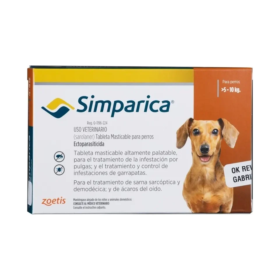 Simparica Antiparasitario Perros 5kg-10kg Pulgas Garrapatas