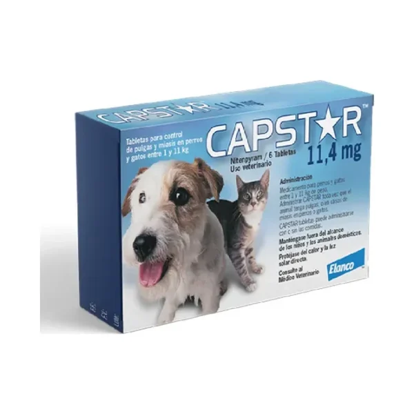 Antipulgas Capstar para Perros y Gatos de 1 a 11 Kg - Pack con 6 Tabletas