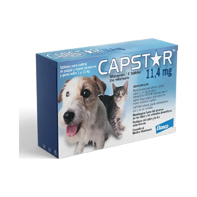 Antipulgas Capstar para Perros y Gatos de 1 a 11 Kg - Pack con 6 Tabletas