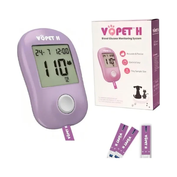 Glucometro Veterinario Vqpet VGM30 para Perros y Gatos con Accesorios