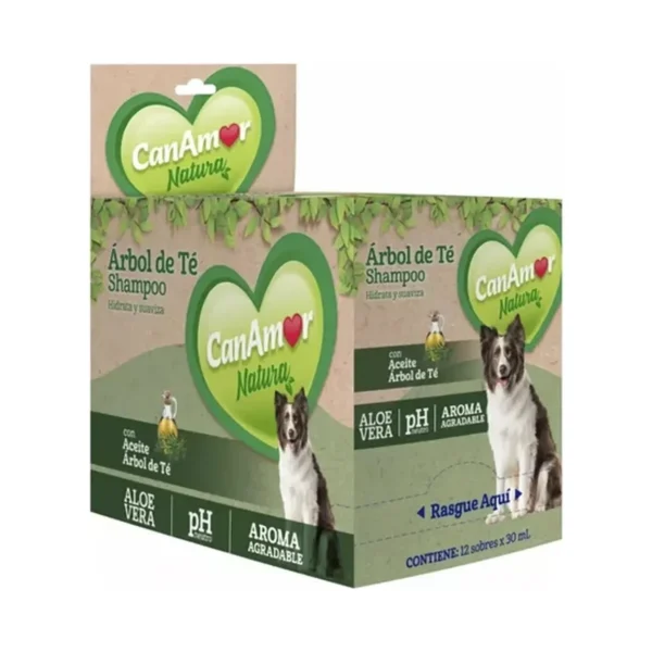 Shampoo para Perros Canamor Árbol de Té 12 Sobres x30ml Fragancia Aloe Vera