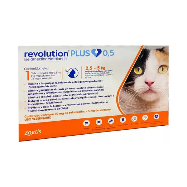 Zoetis Revolution Plus Gato (naranja) De 2.5 Kg A 5 Kg