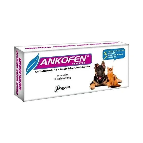 Ankofen 20mg x10 Tabletas Antiinflamatorio Veterinario